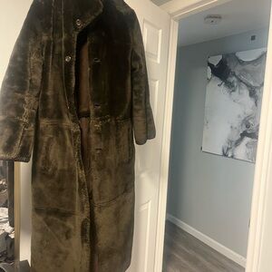Long Brown Faux Fur Coat